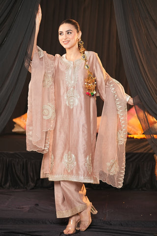 Dusty Rose Chanderi Silk Suit