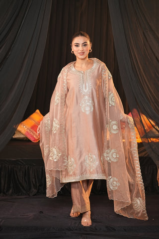 Dusty Rose Chanderi Silk Suit