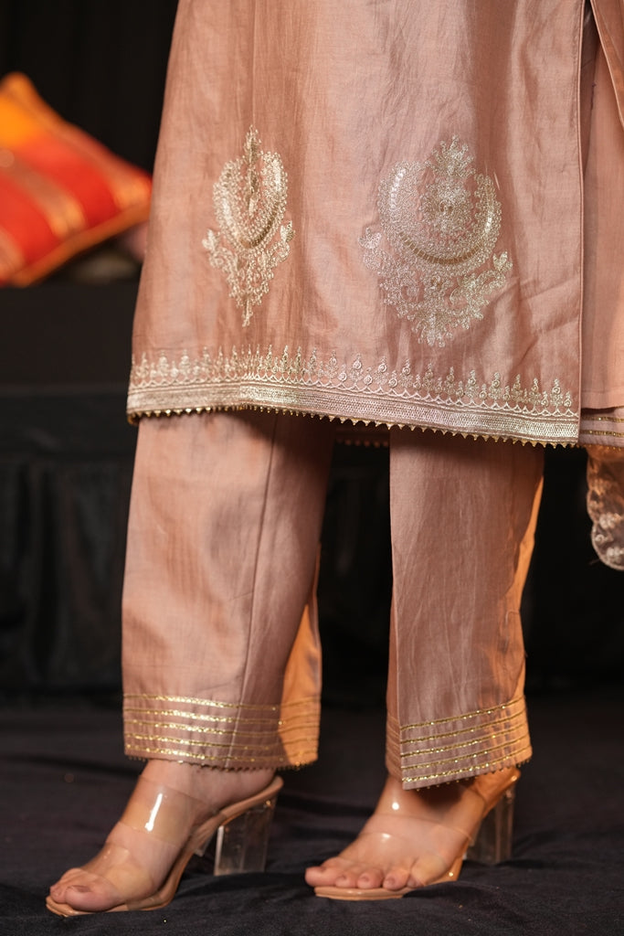 Dusty Rose Chanderi Silk Suit