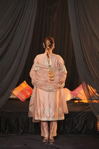 Dusty Rose Chanderi Silk Suit