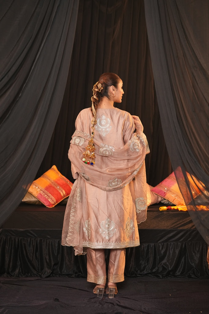 Dusty Rose Chanderi Silk Suit