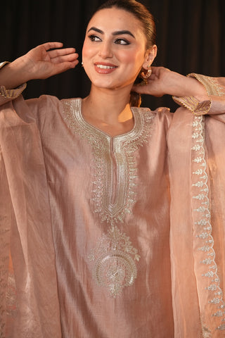 Dusty Rose Chanderi Silk Suit