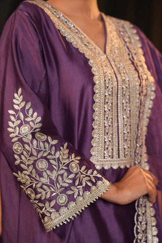 Purple Chanderi Silk Suit