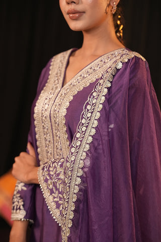 Purple Chanderi Silk Suit
