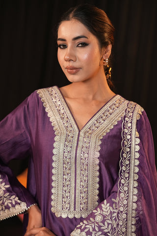 Purple Chanderi Silk Suit