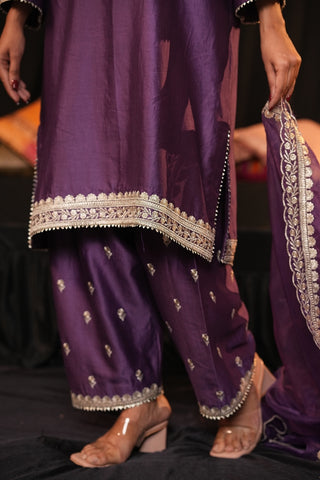 Purple Chanderi Silk Suit
