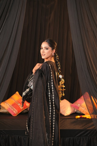 Black Chanderi Silk Suit