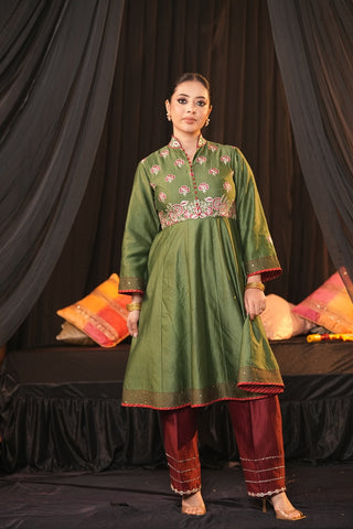 Forest Green Chanderi Silk Suit
