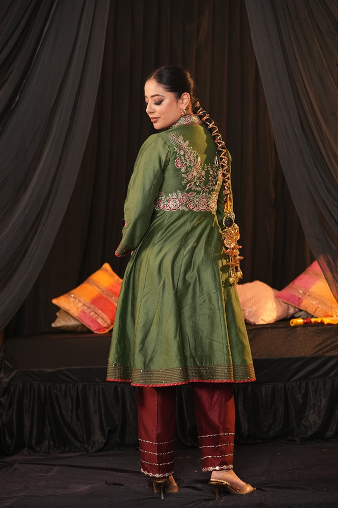 Forest Green Chanderi Silk Suit