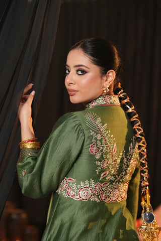 Forest Green Chanderi Silk Suit