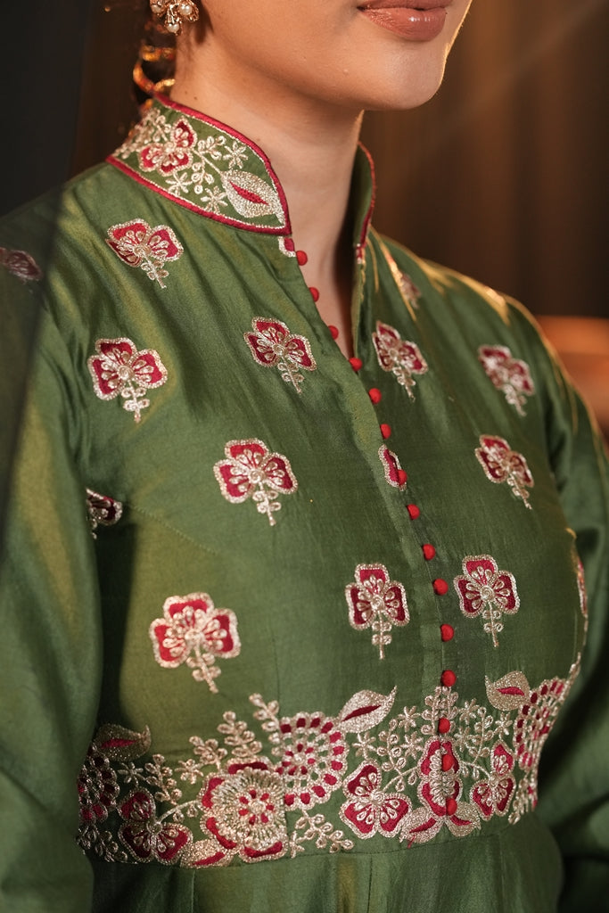 Forest Green Chanderi Silk Suit