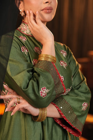 Forest Green Chanderi Silk Suit