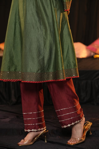 Forest Green Chanderi Silk Suit