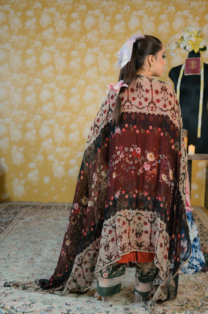 Dupion Silk Suit- Rust Orange