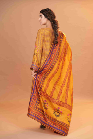 Mahalkari Rajwara Smokey effect Anarkali - Yellow