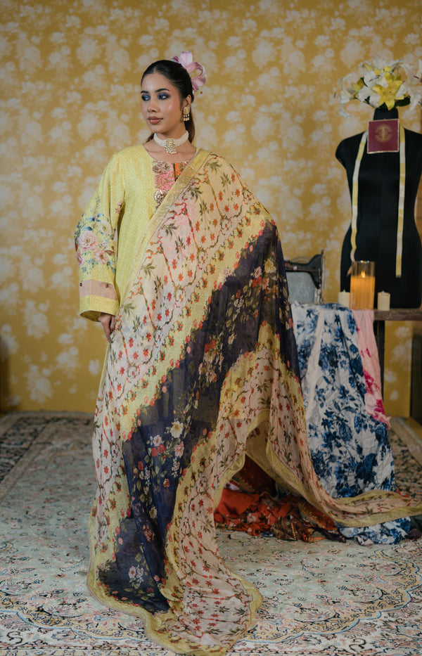 Dupion Silk Suit-Bright Butter Yellow