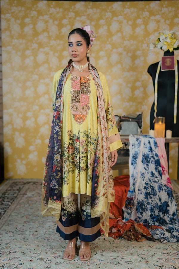 Dupion Silk Suit-Bright Butter Yellow