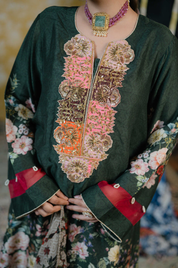 Dupion Silk Suit- Olive Green