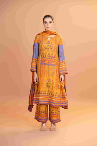 Maheshwari silk Anarkali - Yellow