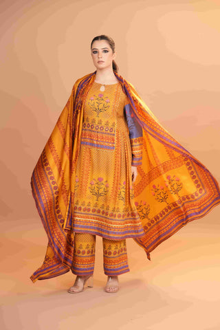 Maheshwari silk Anarkali - Yellow