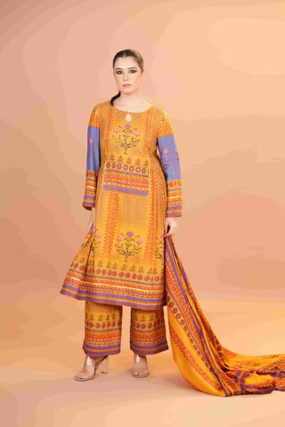 Maheshwari silk Anarkali - Yellow