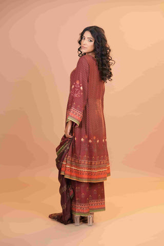 Maheshwari Silk Anarkali - Rose Brown