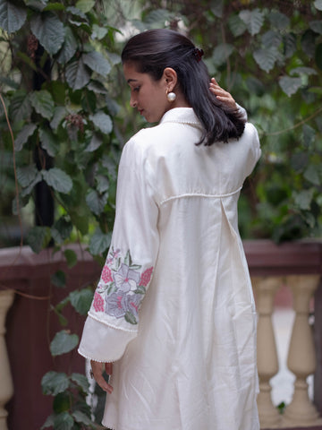 Chanderi Co-ord Set with Floral Embroidery
