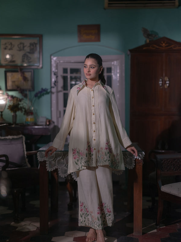 Mal Chanderi Co-ord Set-Cream/Ivory