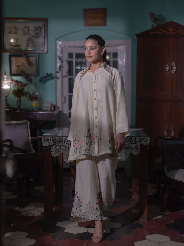 Mal Chanderi Co-ord Set-Cream/Ivory