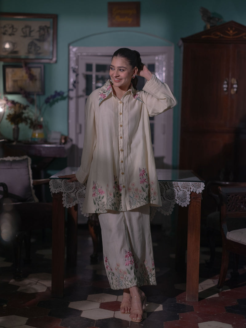 Mal Chanderi Co-ord Set-Cream/Ivory