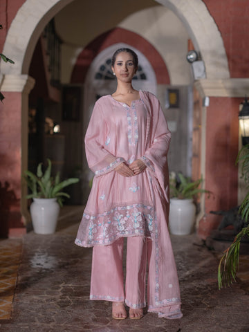 Mal Chanderi Suit set : Blush Pink