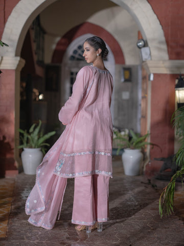 Mal Chanderi Suit set : Blush Pink
