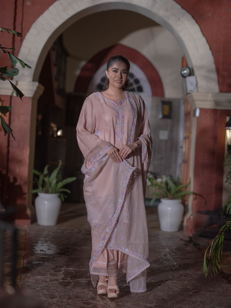 Mal Chanderi Suit set : Misty Rose