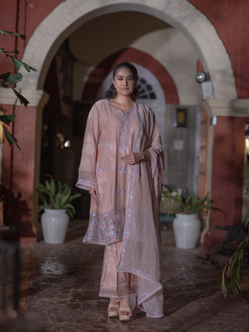 Mal Chanderi Suit set : Misty Rose