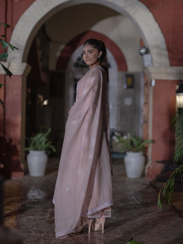 Mal Chanderi Suit set : Misty Rose