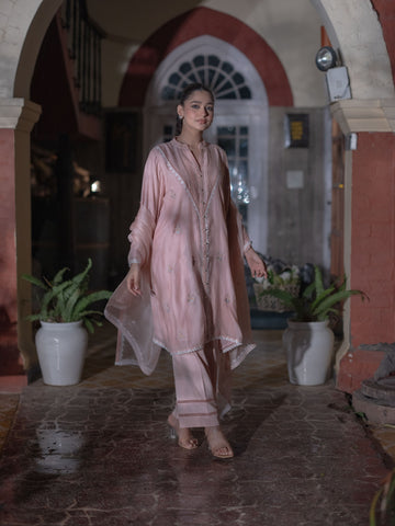 Mal Chanderi Kurta Fit Suit set : Light Peach