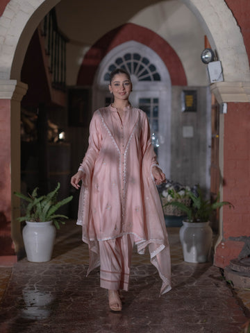 Mal Chanderi Kurta Fit Suit set : Light Peach