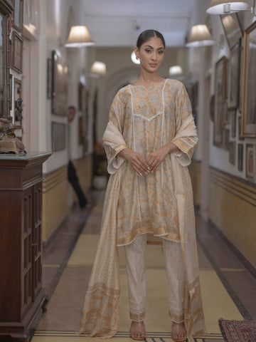 Bagru Bloom: Handcrafted Maheshwari Suit Set