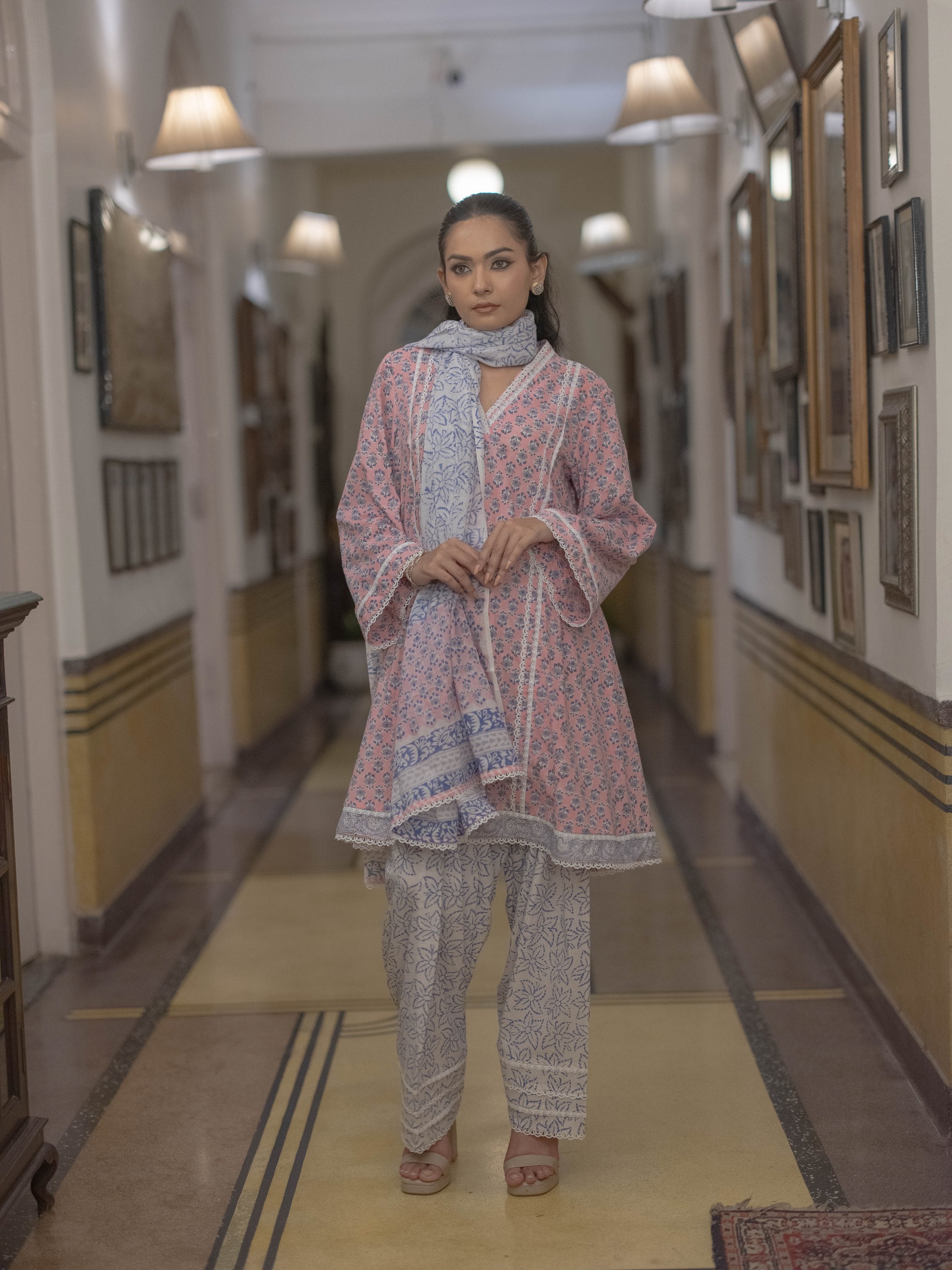 Baagru Handcrafted Cotton Suit Set with Farshi Salwar