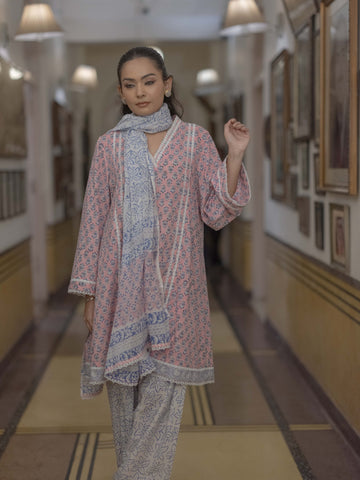 Baagru Handcrafted Cotton Suit Set with Farshi Salwar