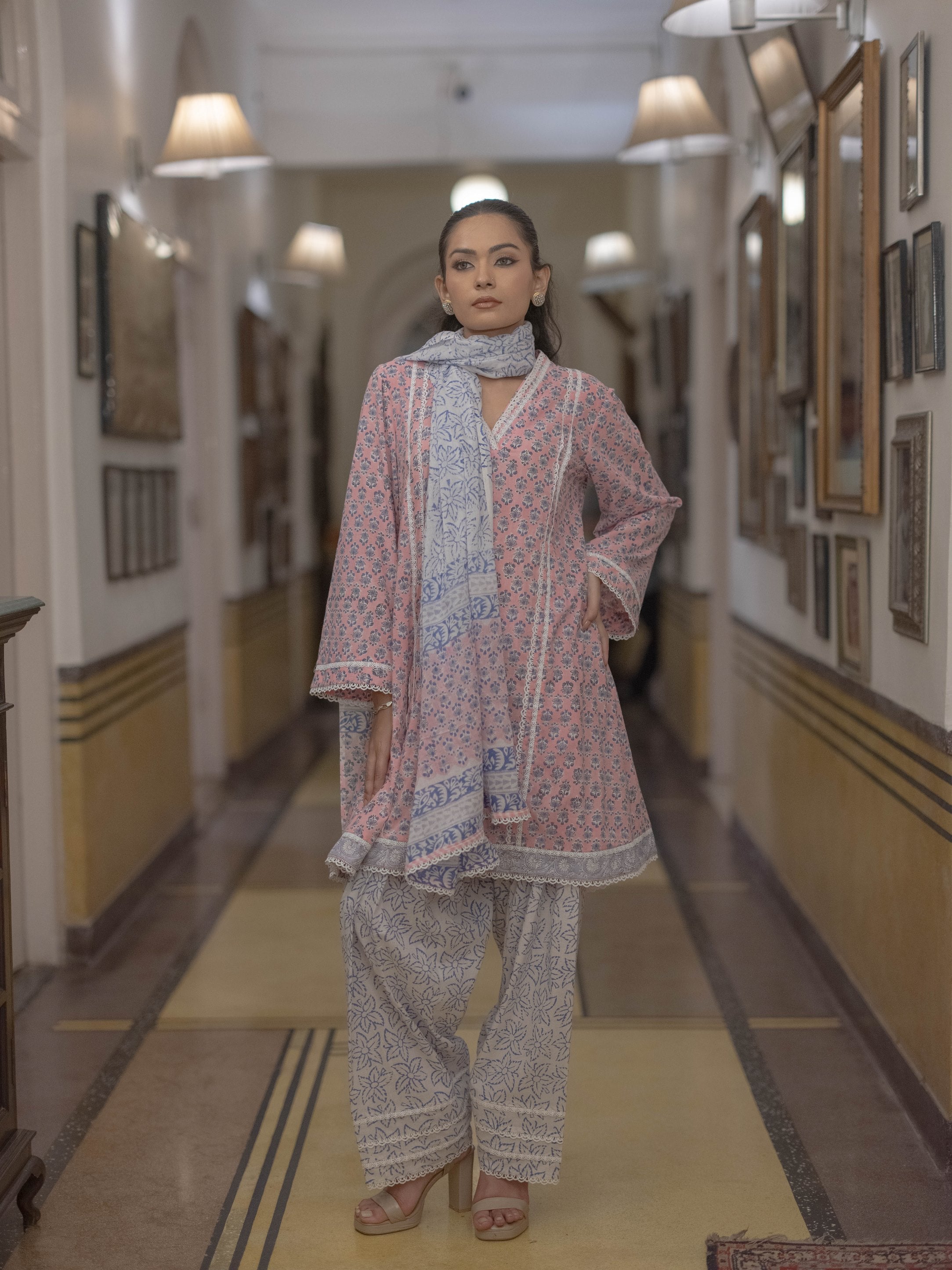 Baagru Handcrafted Cotton Suit Set with Farshi Salwar