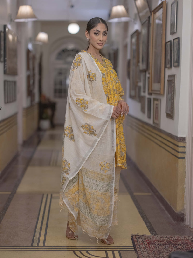 Bagru Bloom: Handcrafted Linen Suit Set