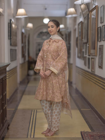 Handcrafted Maheshwari Suit - Kaftaan Style