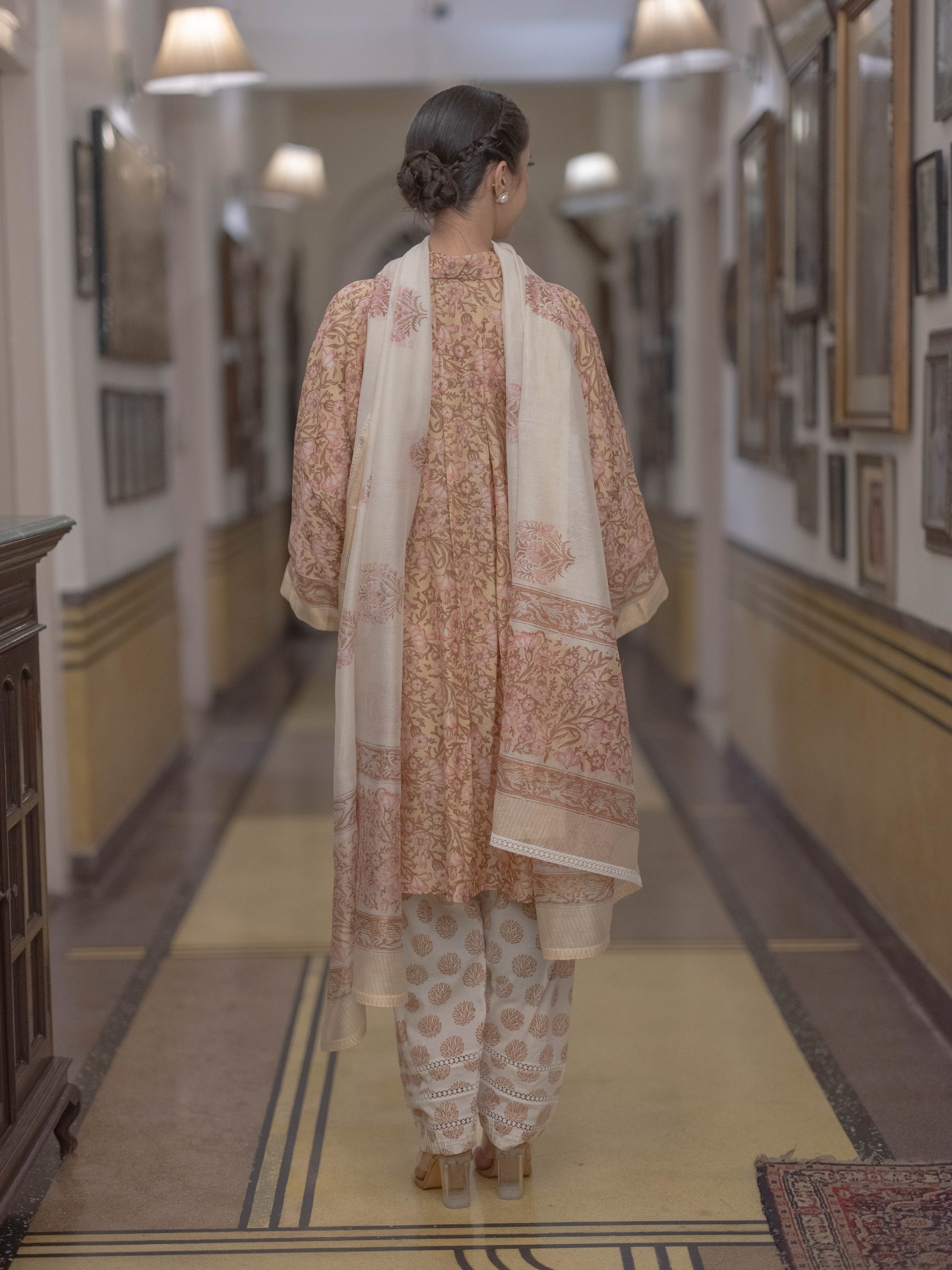 Handcrafted Maheshwari Suit - Kaftaan Style