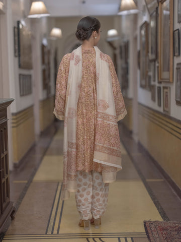 Handcrafted Maheshwari Suit - Kaftaan Style