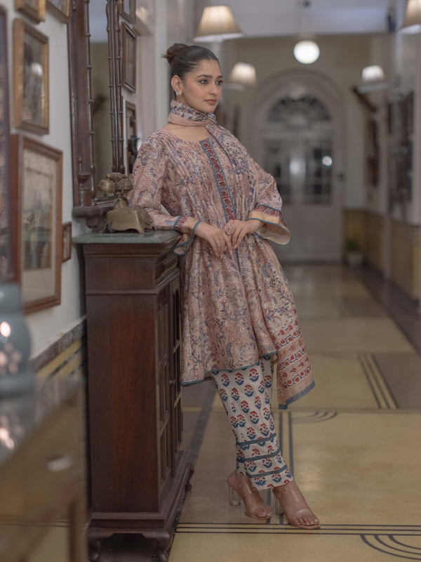 Bagru Bloom: Handcrafted Maheshwari Suit Set