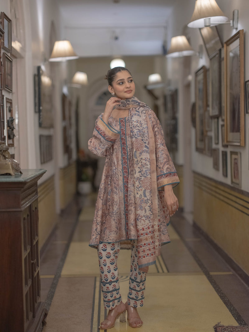 Bagru Bloom: Handcrafted Maheshwari Suit Set