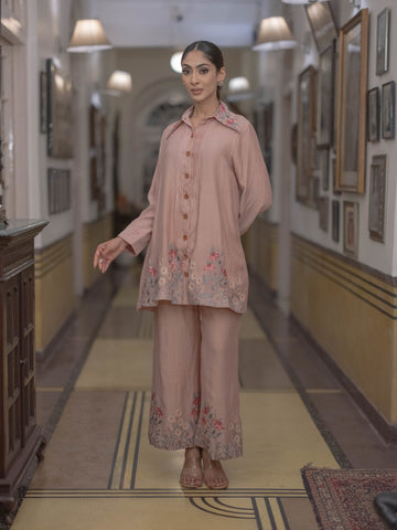 Mal Chanderi Co-ord Set-Blush Pink