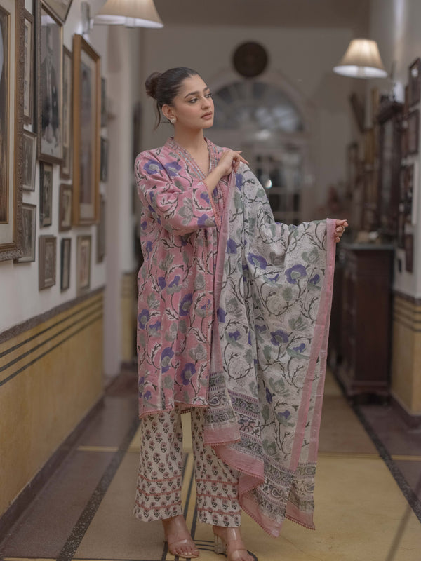 Bagru Bloom: Handcrafted Linen Suit Set