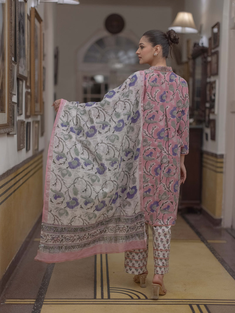 Bagru Bloom: Handcrafted Linen Suit Set